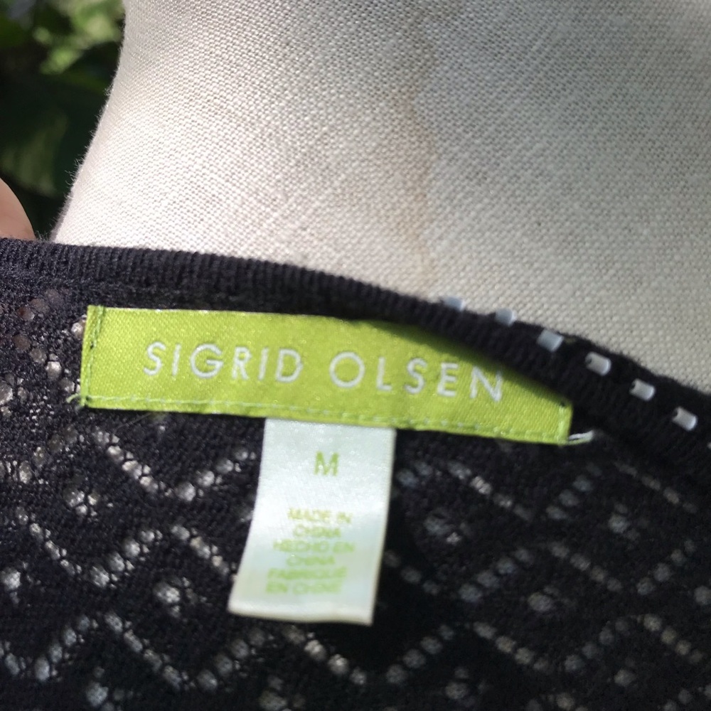 Sigrid Olsen Sheer Crochet Blouse Cover Up Top - Picture 6 of 6